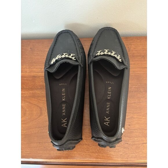 Anne Klein AK Size 6M Chain Loafer iflex Comfort Slip On Black Flats Shoes - Picture 3 of 9